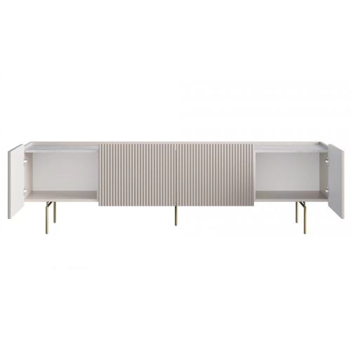 Szafka RTV Malmi 200 cm - kaszmir / crema bianca / złote nóżki